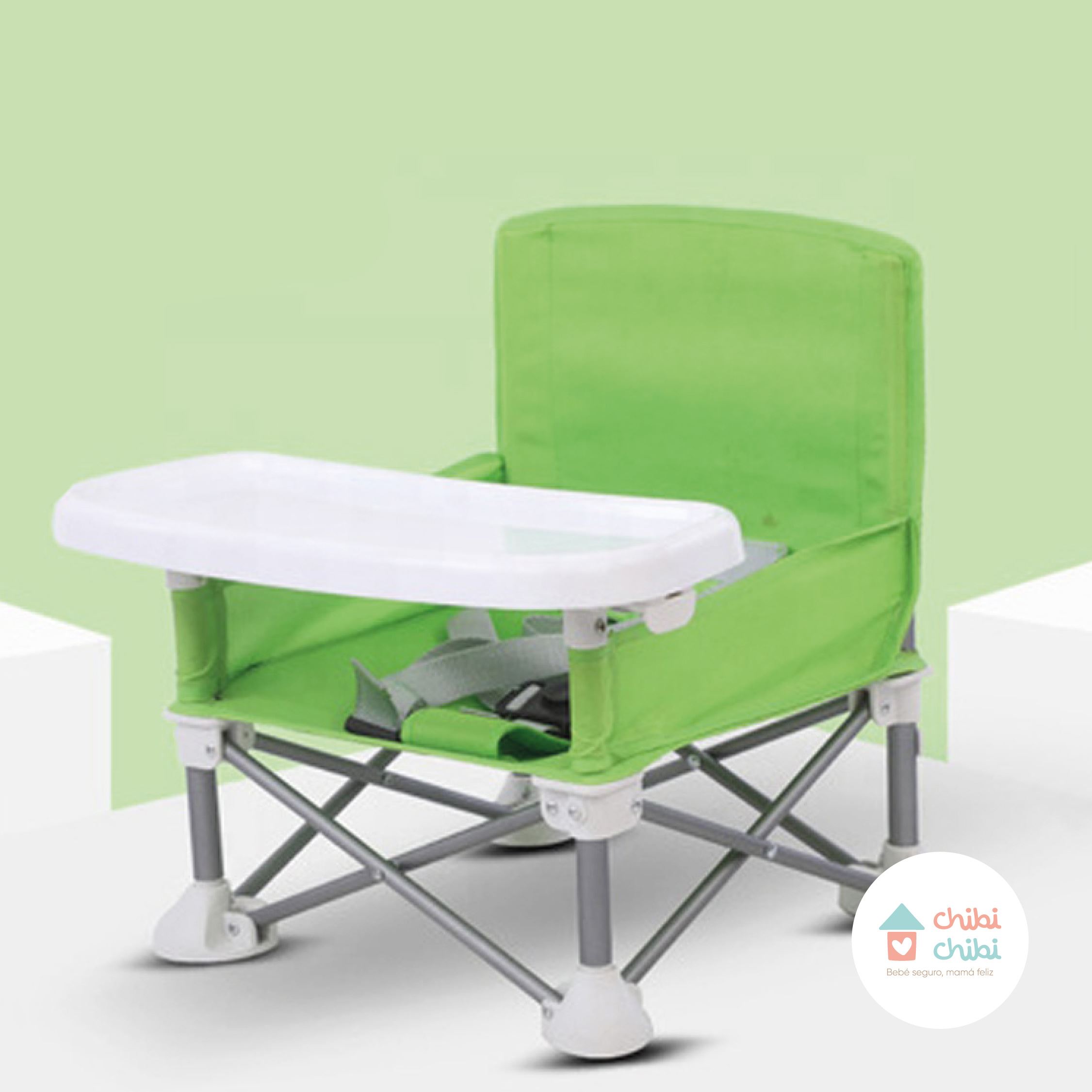 SILLA DE COMER PORTÁTIL -VERDE/GRIS